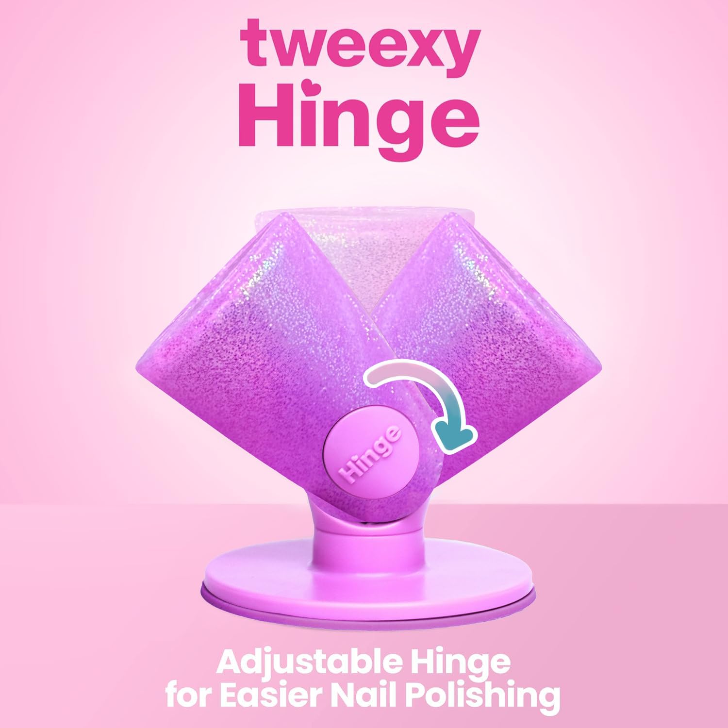 Tweexy Hinge IntelliStick technology creates strong airlock suction on smooth surfaces.