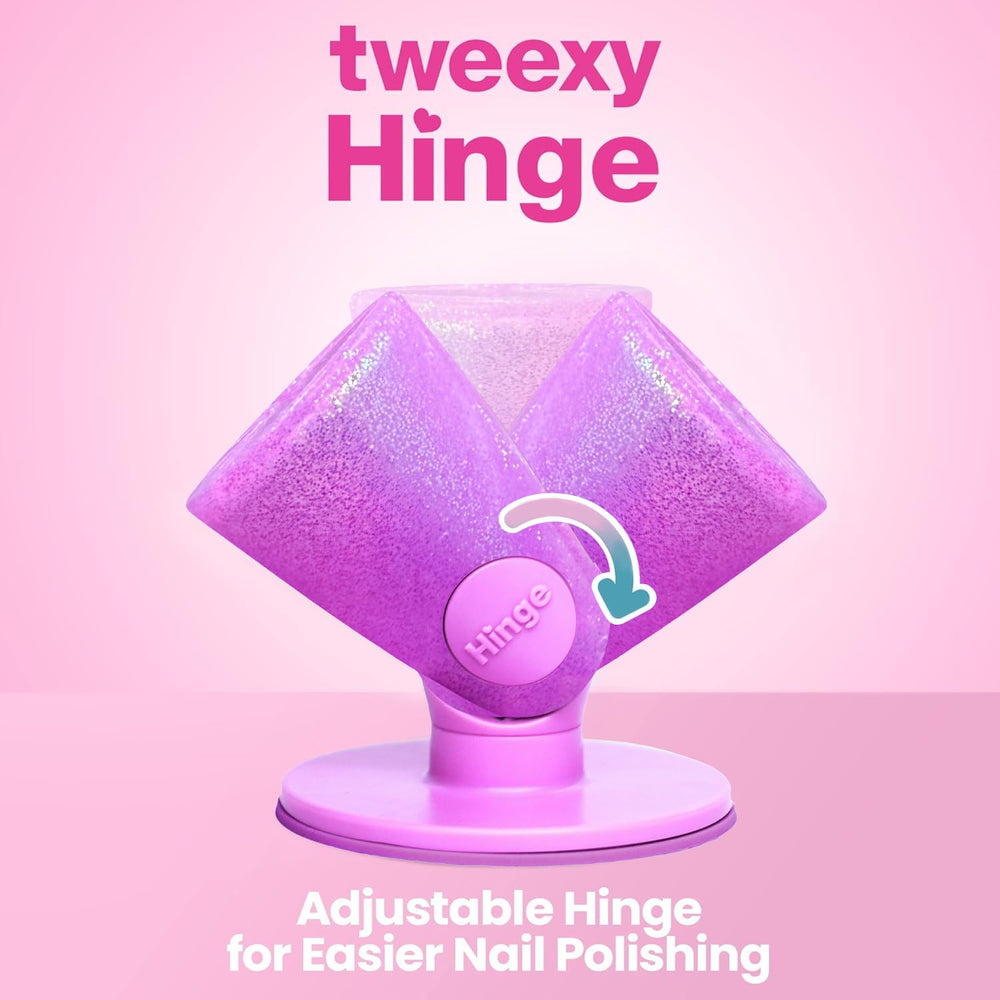 Tweexy Hinge IntelliStick technology creates strong airlock suction on smooth surfaces.