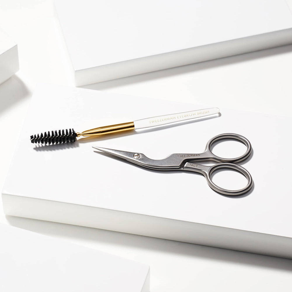 tweezerman brow shaping steps using to trim hair one by one