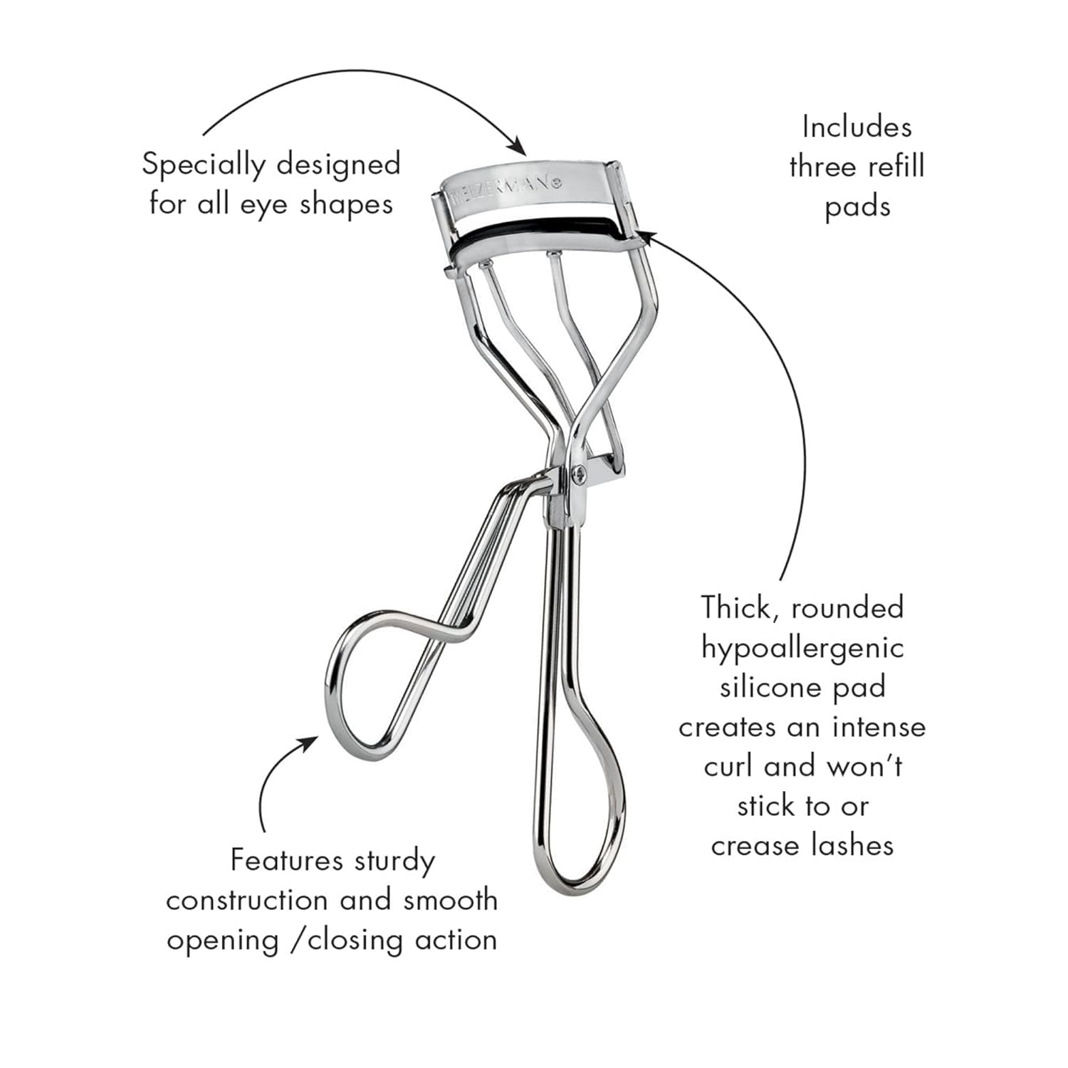 Tweezerman Classic Eyelash Curler durable design for daily use.