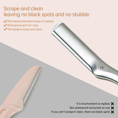 Tweezerman-compatible razor refills packaging close-up highlighting easy replacement.