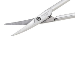 Tweezerman cuticle scissors ergonomic handle closeup emphasizes comfortable control.