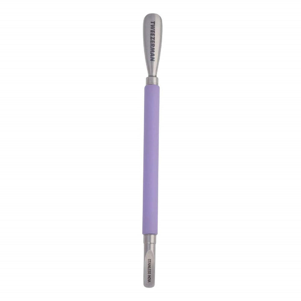 Tweezerman Dual Sided Pushy scoop end gently lifts cuticles for tidy nails.