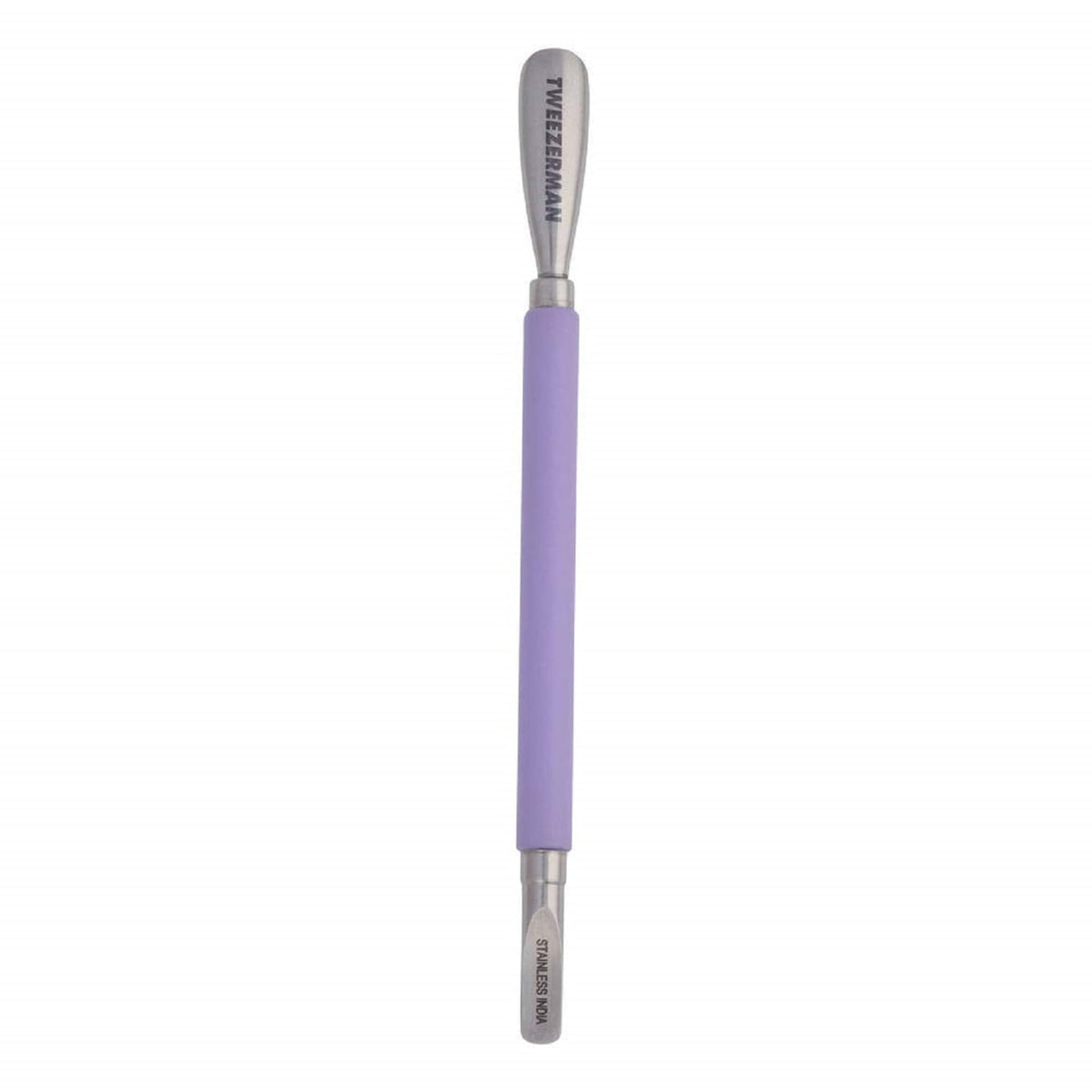 Tweezerman Dual Sided Pushy scoop end gently lifts cuticles for tidy nails.