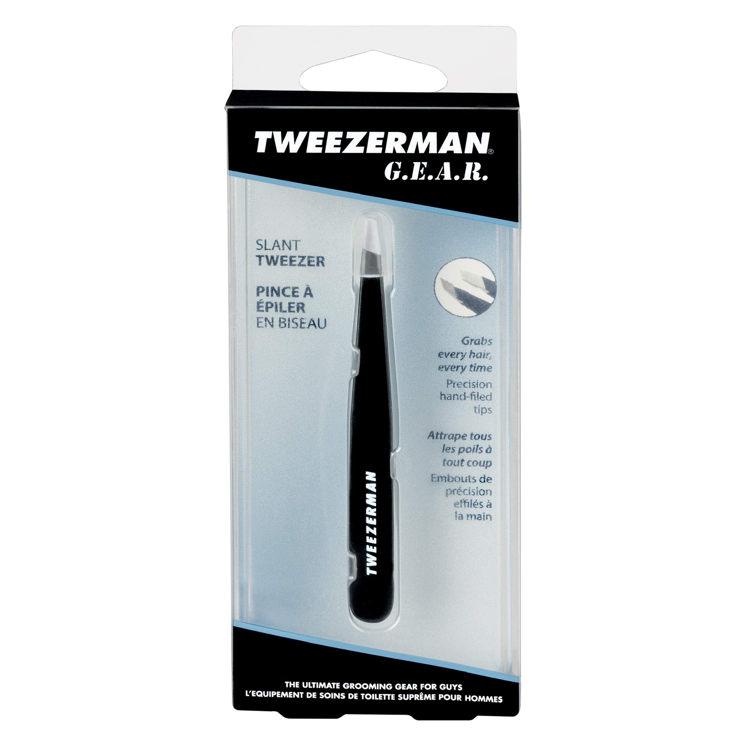 Tweezerman G.E.A.R. Slant Tweezer Midnight brow maintenance routine