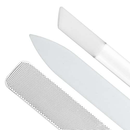 Tweezerman Glass Cuticle Pushy angled end for neat cuticle back.