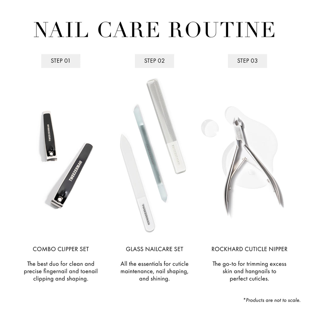 Tweezerman Glass Nailcare Set compact design for travel-ready grooming.