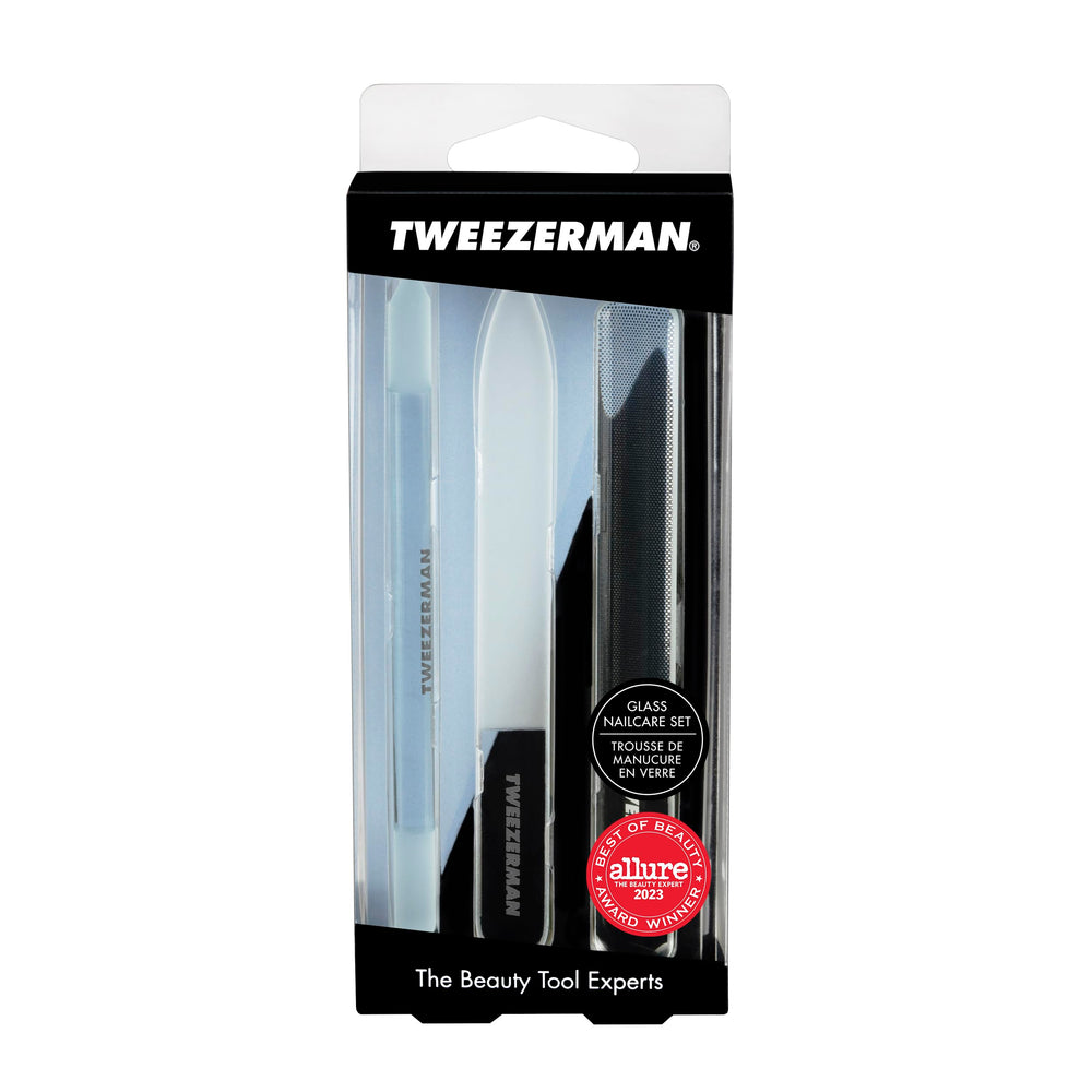 Tweezerman Glass Nailcare Set travel-friendly kit for on-the-go nails.