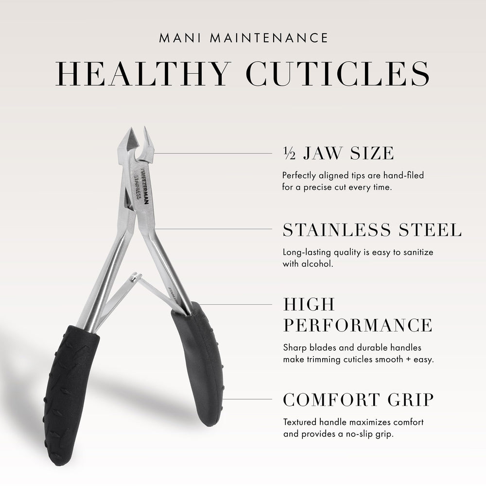 Tweezerman Great Grip Cuticle Nipper tip detail prevents tearing during trim