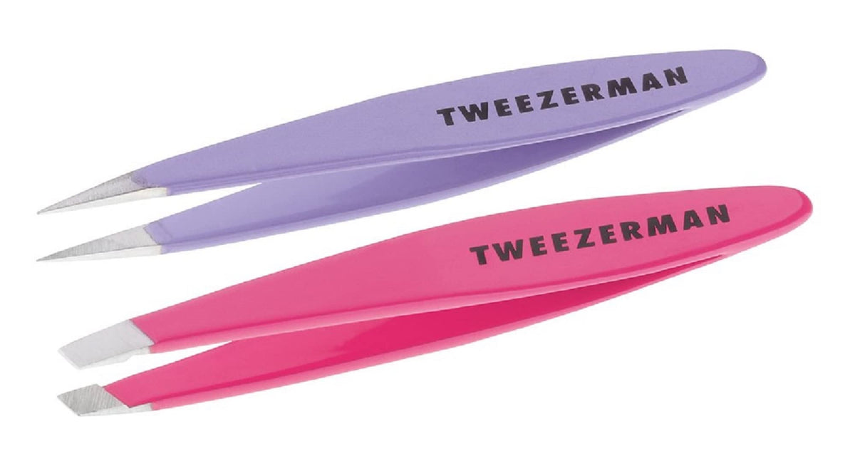 Tweezerman mini slant tweezer angle-25-degree for precise brows and defined shape.