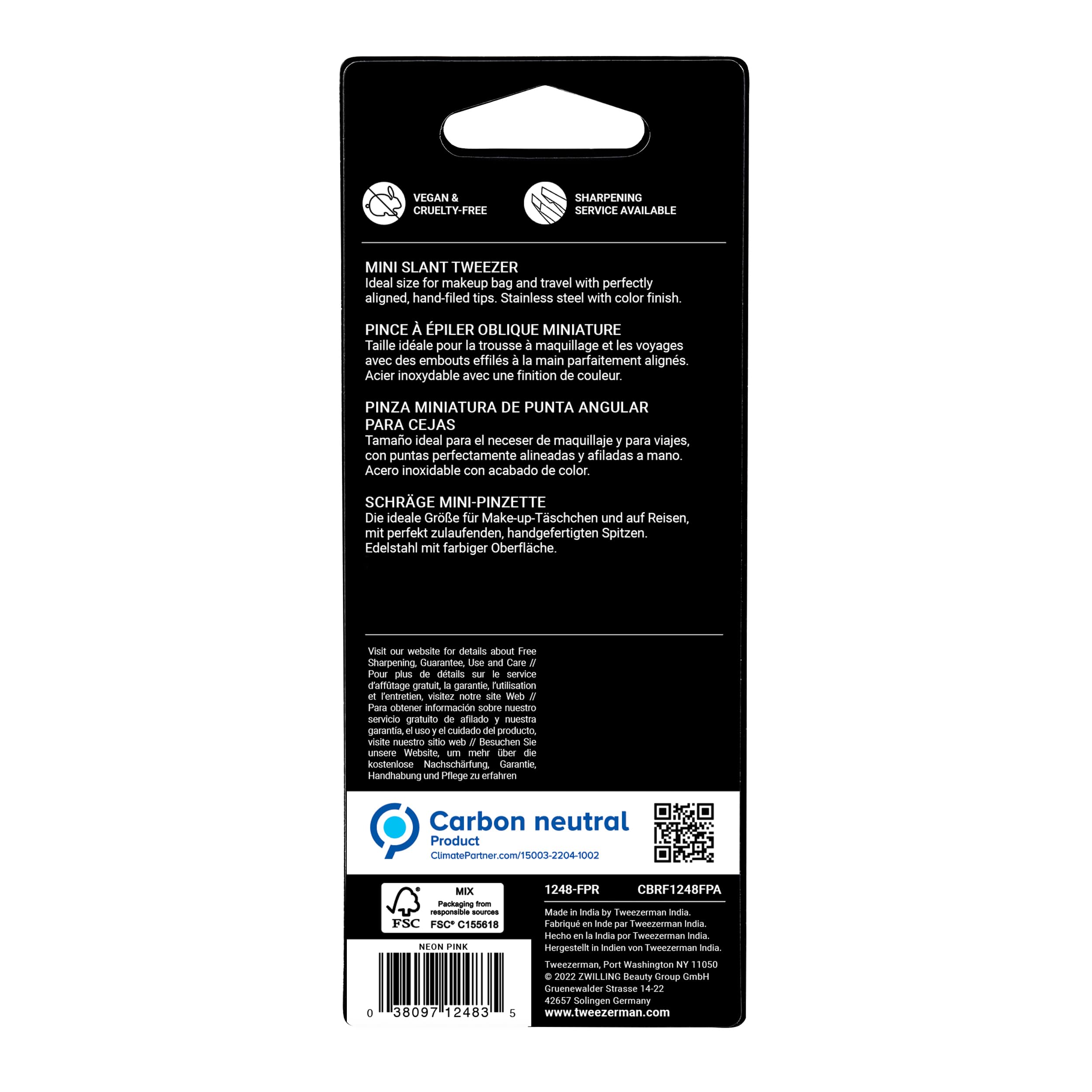 Tweezerman Mini Slant Tweezer care storage included for longevity