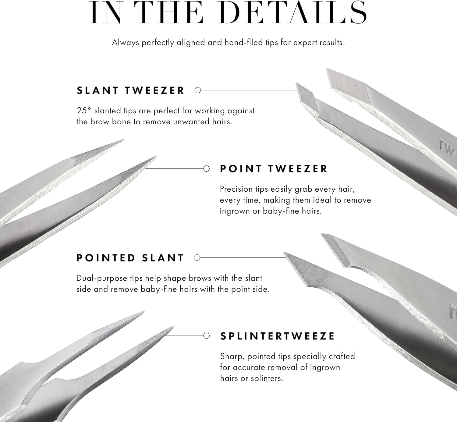 Tweezerman Mini Slant Tweezer precision design supports reliable grooming.