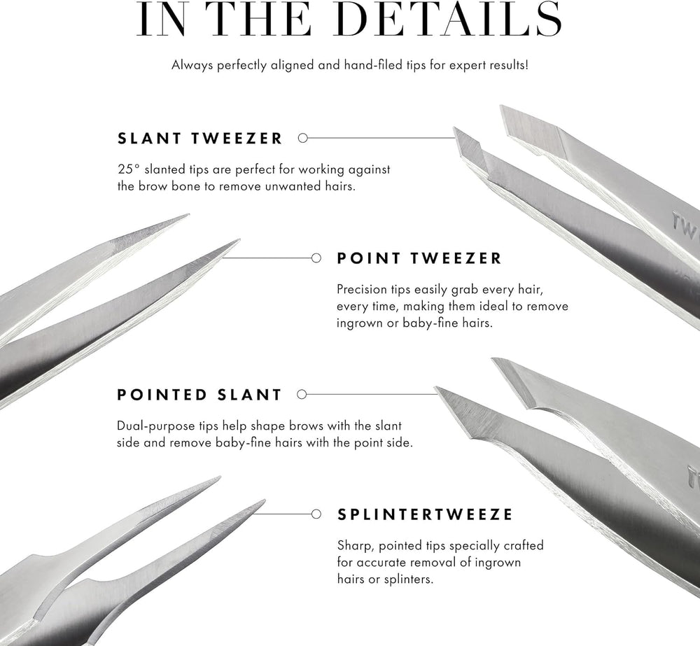 Tweezerman Mini Slant Tweezer precision design supports reliable grooming.