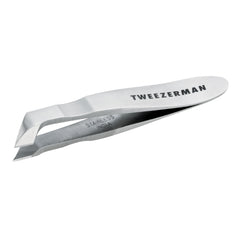 Tweezerman Mini Squeeze Cutical Nipper silver closeup highlights precise cutting for cuticles.