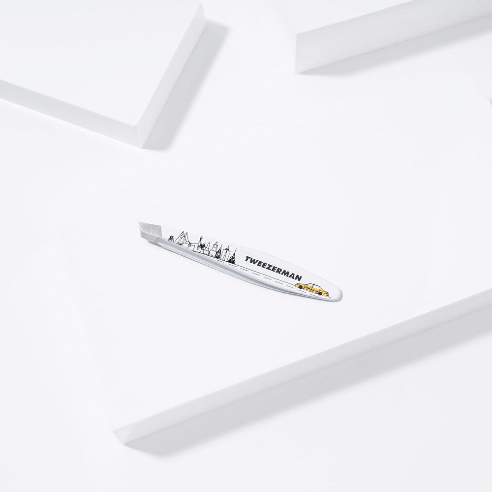 Tweezerman NYC Mini Slant Tweezer brow prep ready to shape.