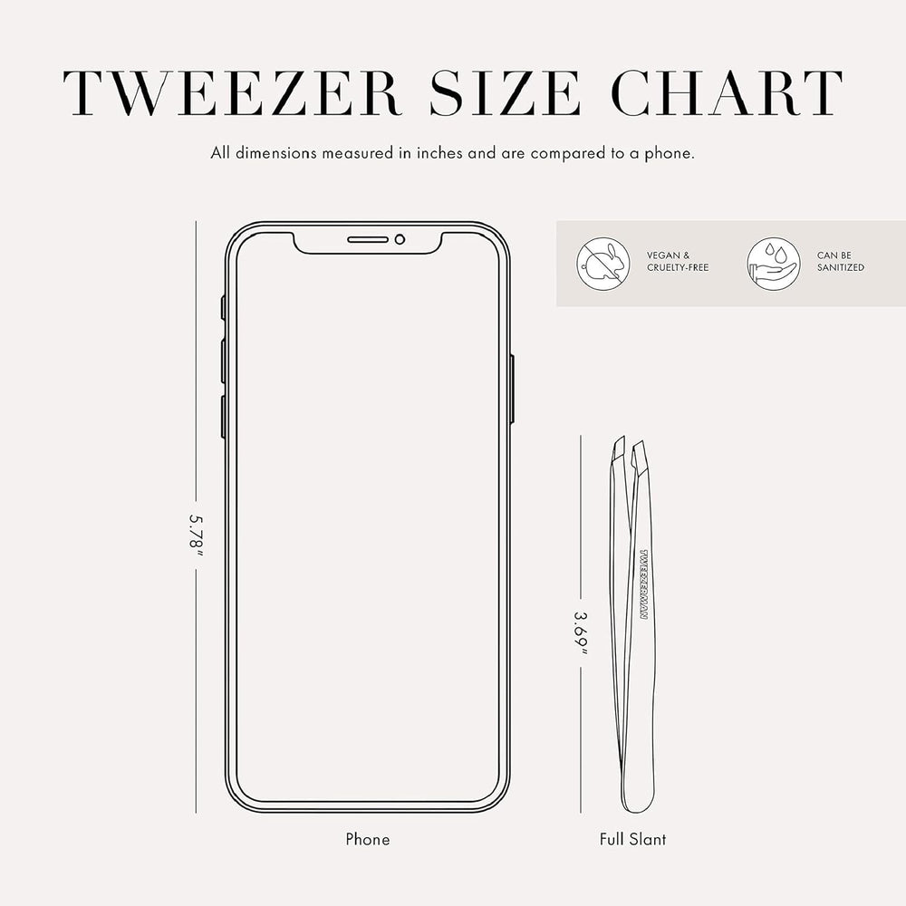 Tweezerman tweezer cleaning with alcohol wipe for hygiene.