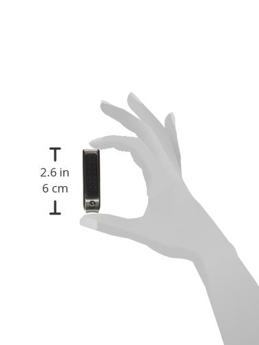 Tweezerman Precision Grip Fingernail Clipper in black closeup of curved blades for nail-following cuts.