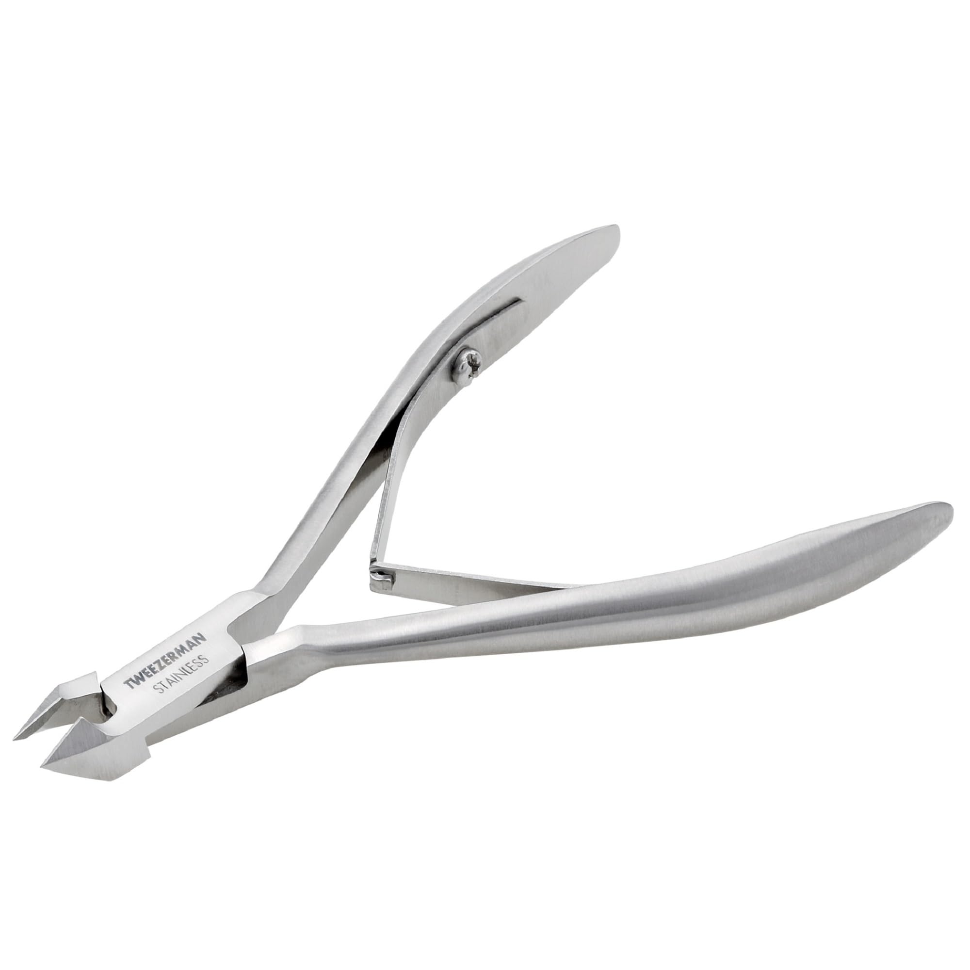 Tweezerman Rockhard Cuticle Nipper close-up blade highlights sharp tips for precise cuticle trimming.