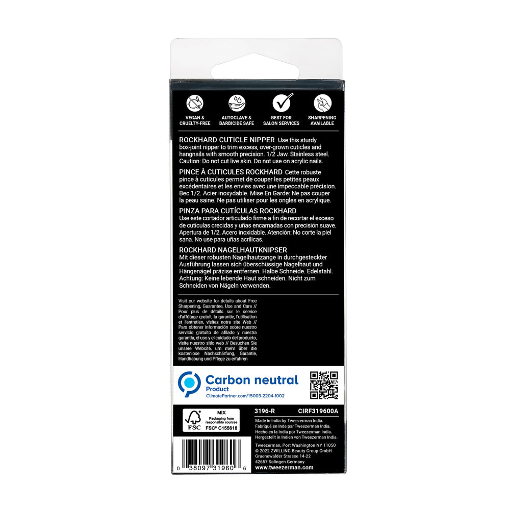Tweezerman Rockhard Cuticle Nipper compact-storage portable tool for tidy grooming kits.