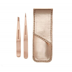 Tweezerman Rose Gold Petite Slant Tweezer with precision brow shaping.