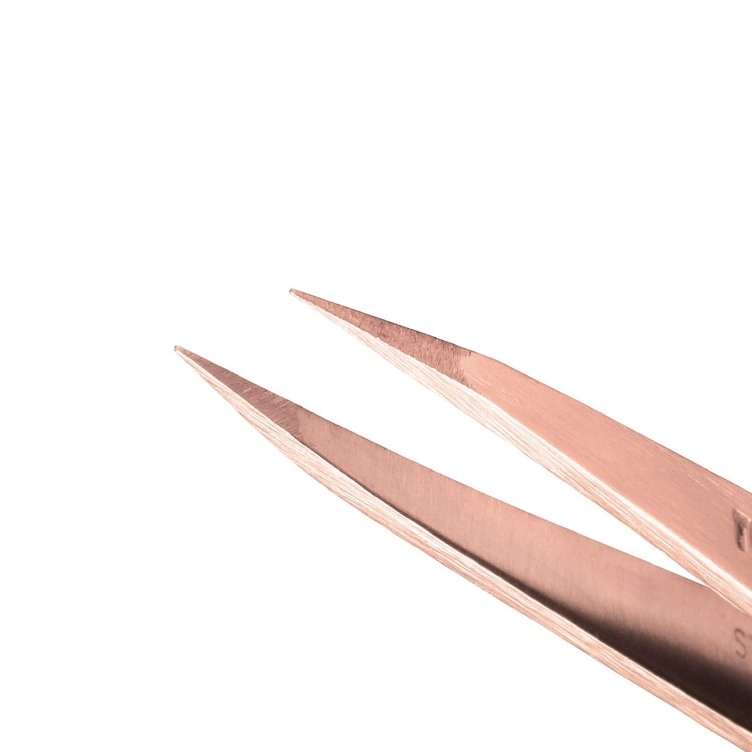 Tweezerman Rose Gold Travel Case protecting tweezers on the go.