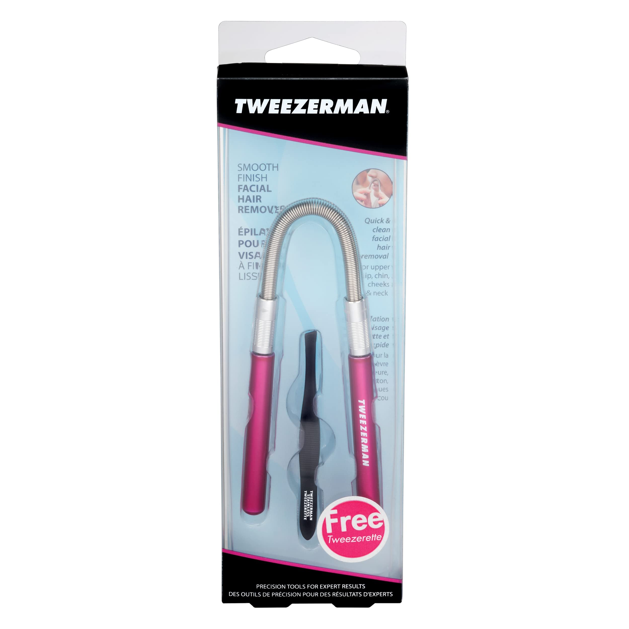 Pink handled Tweezerman Smooth Finish with ergonomic grip.