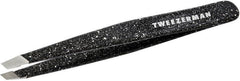 Tweezerman Special Edition 40th Anniversary Slant Tweezer closeup showing precision tips for hair removal