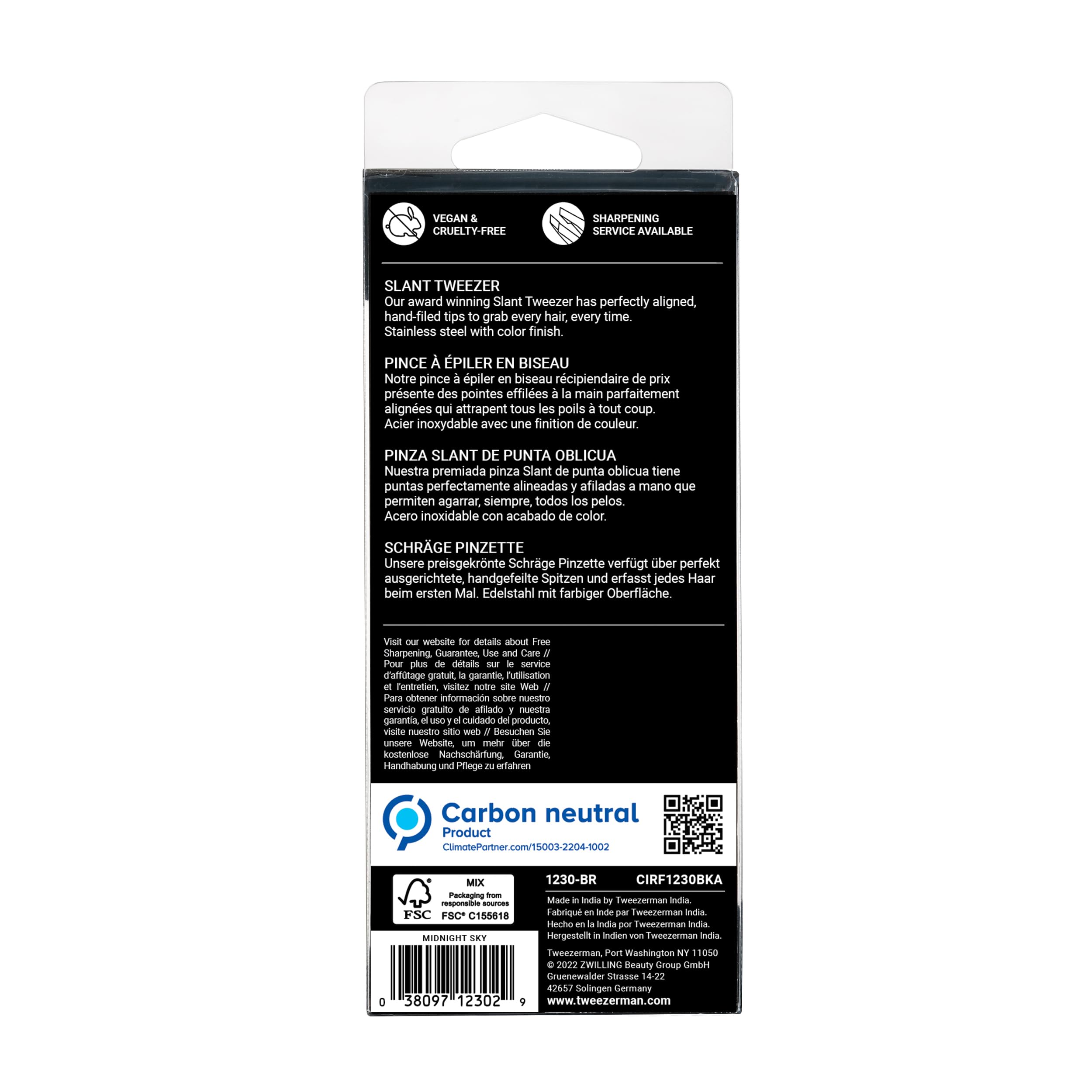Tweezerman stainless steel slant tweezer easy to use for at-home grooming.