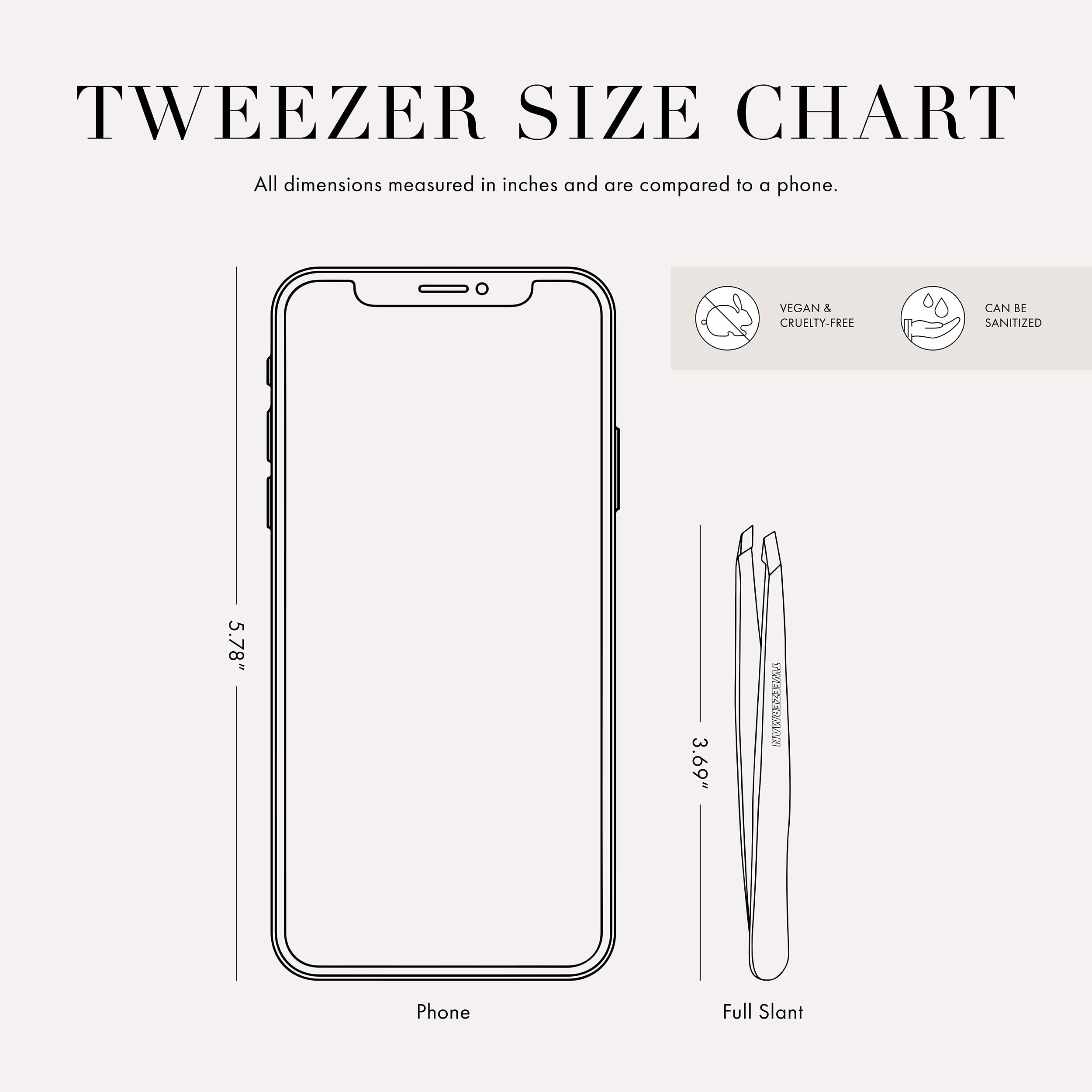 Tweezerman stainless steel slant tweezer grip enhances control during use.