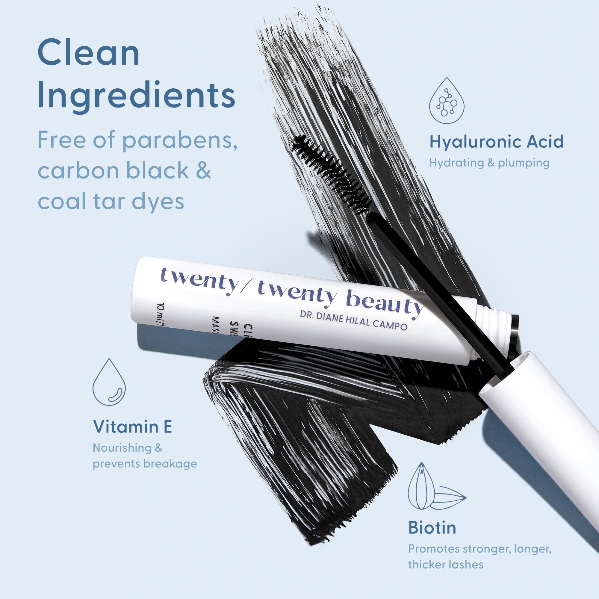 Twenty/Twenty Clean Sweep Mascara lashes before applying for natural look