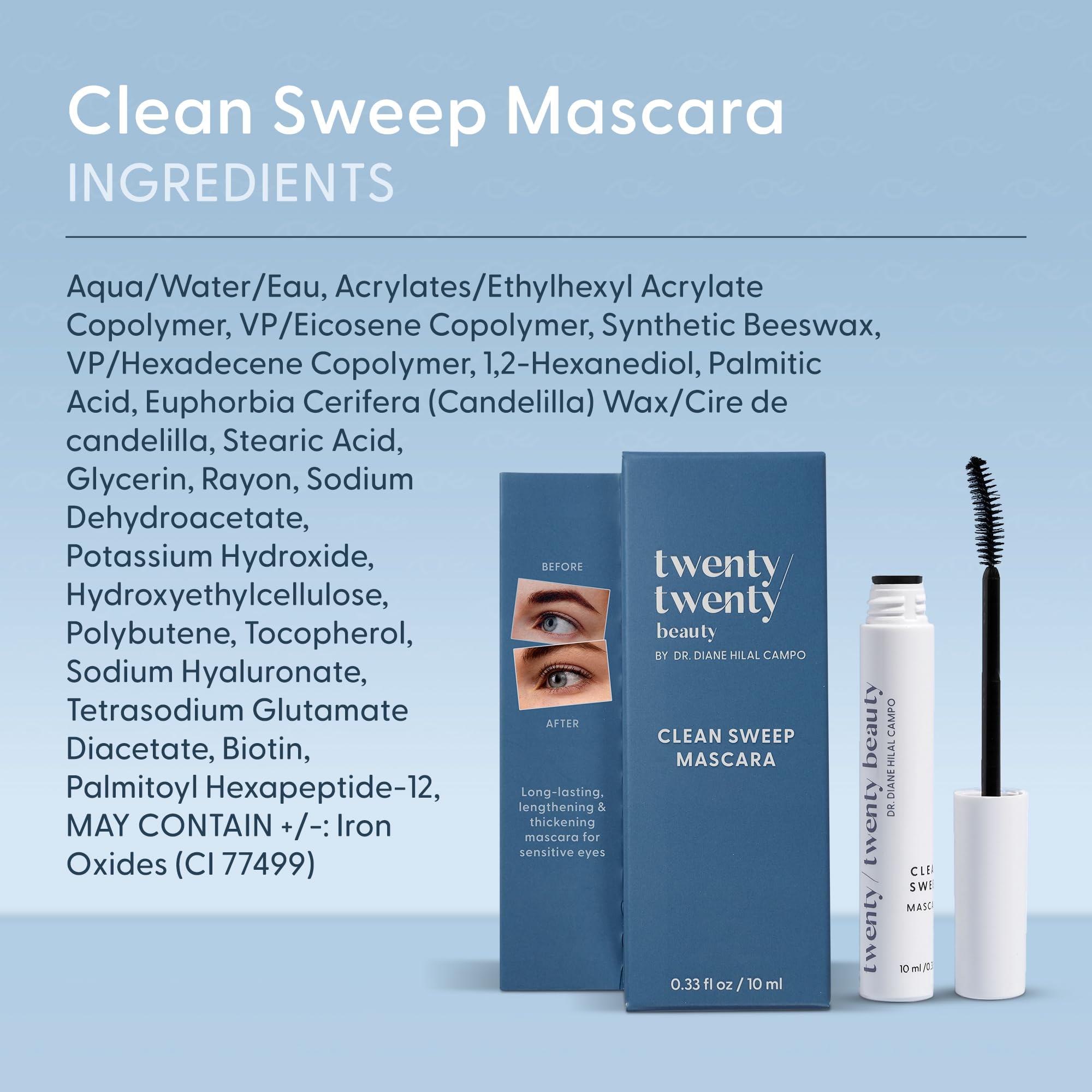 Twenty/Twenty Clean Sweep Mascara ophthalmologist-developed branding closeup
