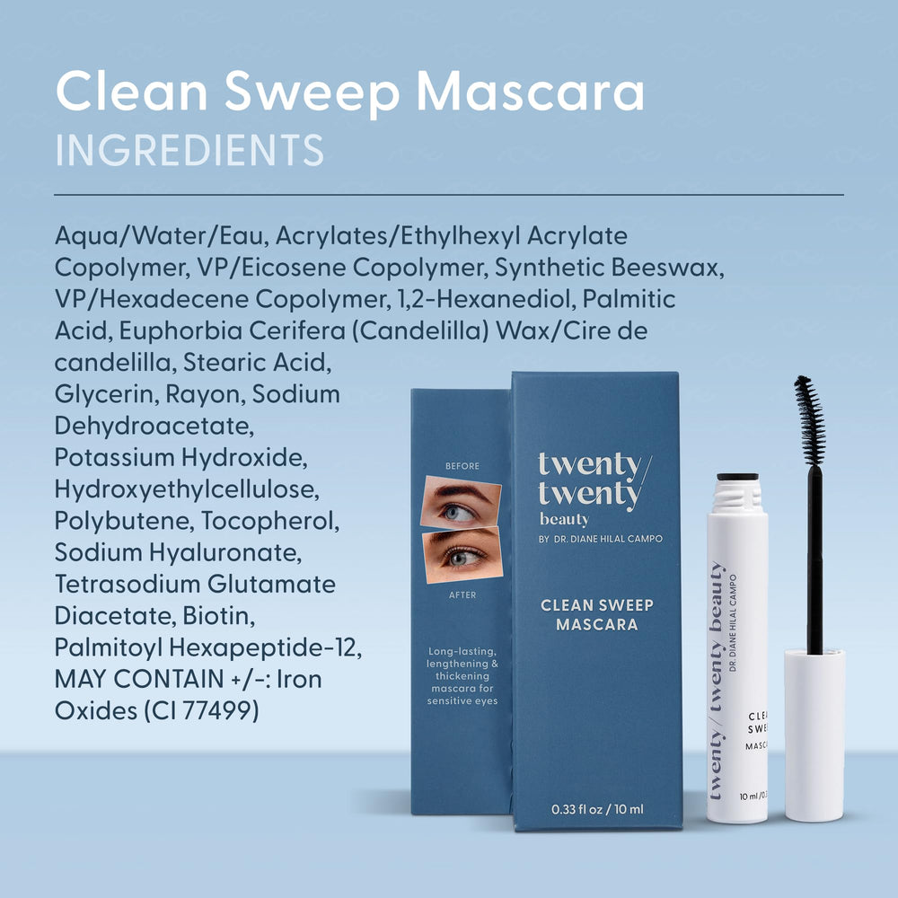 Twenty/Twenty Clean Sweep Mascara ophthalmologist-developed branding closeup