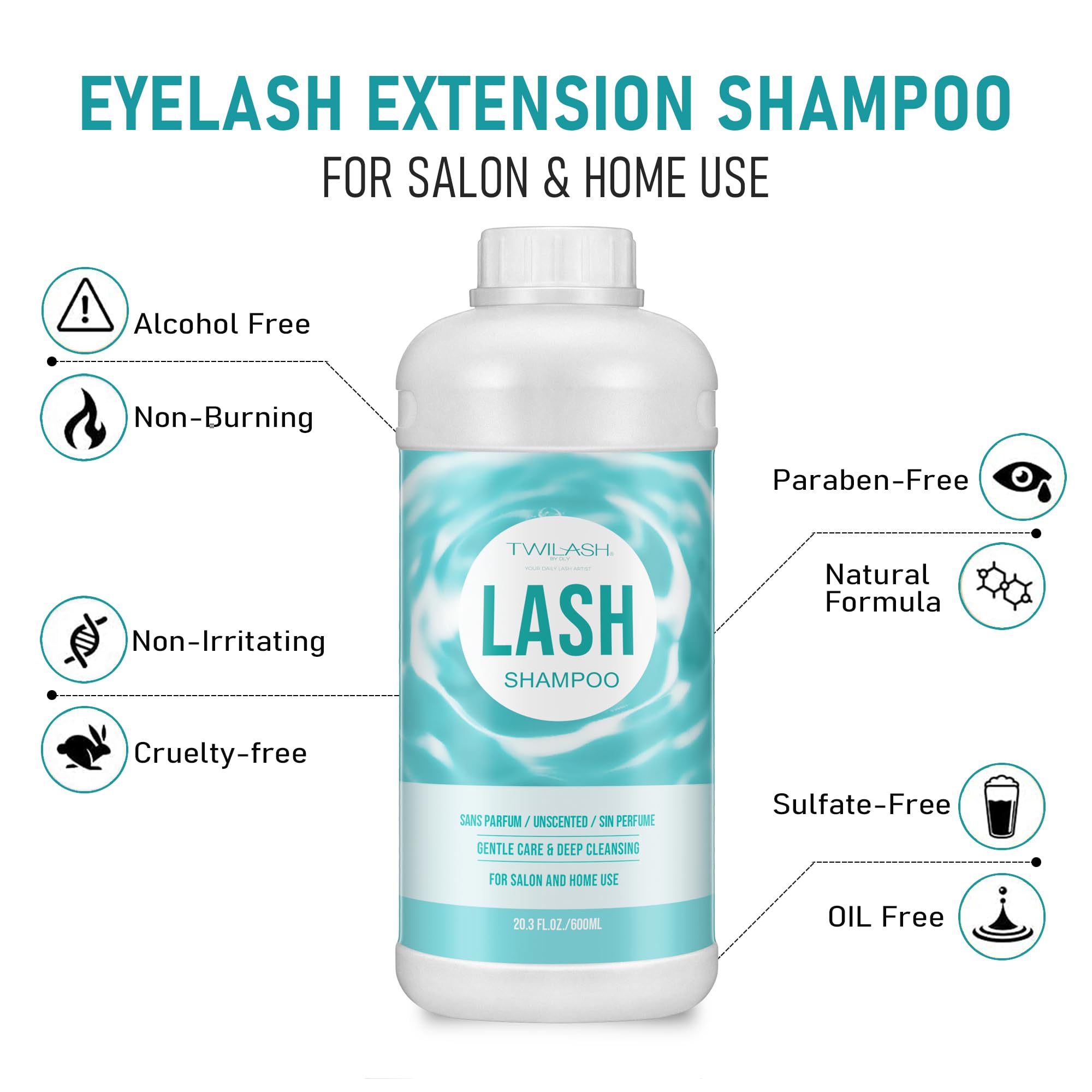 TWILASH BY DLY lash cleanser foam dispense—eye-friendly lather for safe makeup removal.