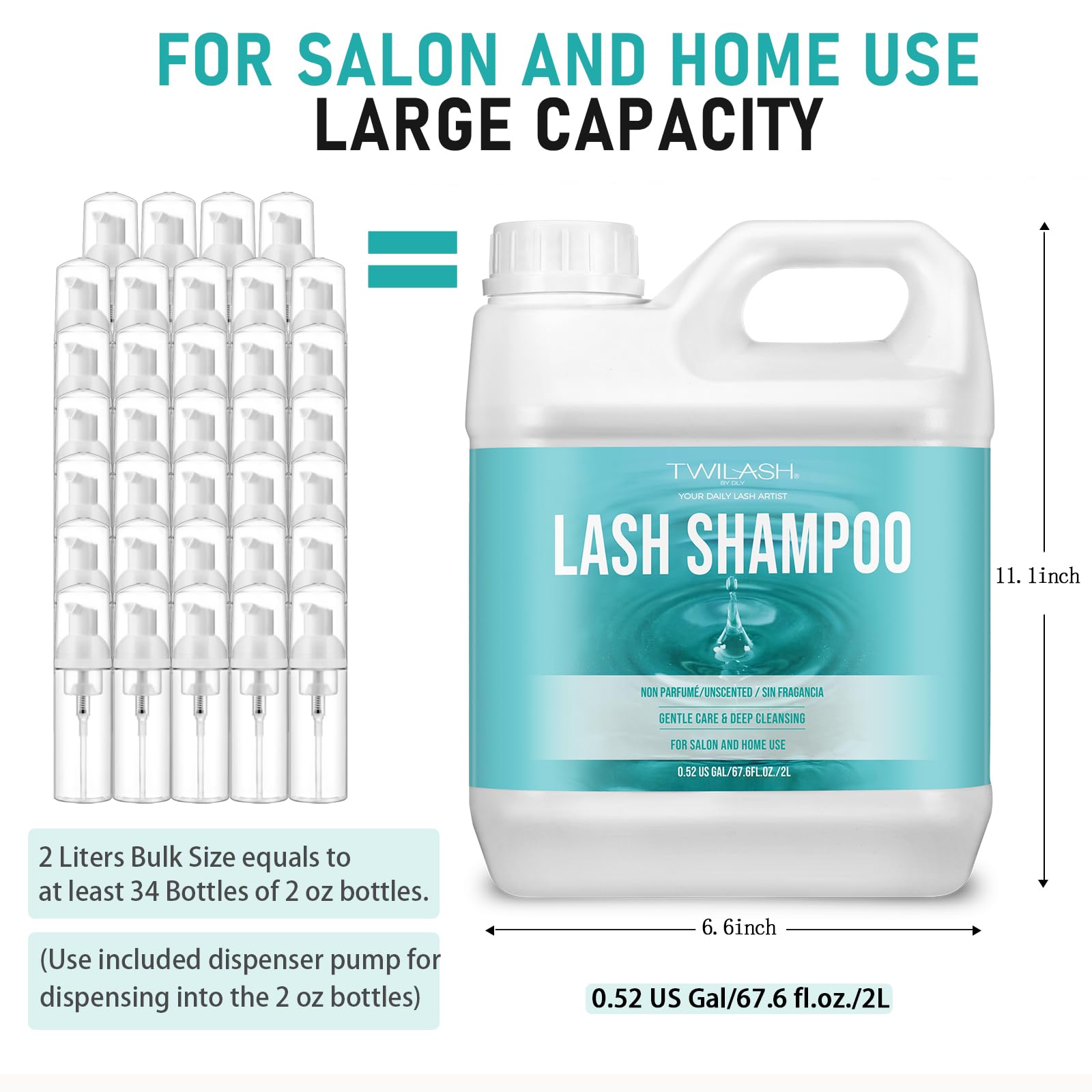 TWILASH BY DLY lash shampoo pump head closeup for precise dispensing
