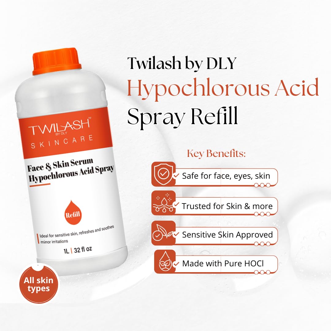 TWILASH BY DLY HOCl face and eyes-safe spray showing gentle cleansing for delicate areas.