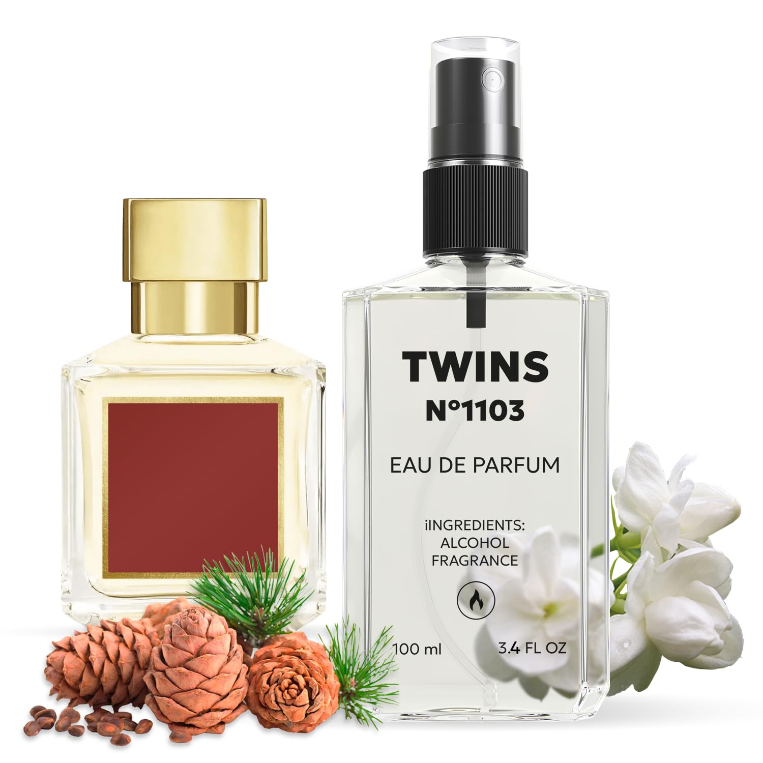 TWINS Impression of Bac. Rou. 540 bottle front view ideal for everyday wear.