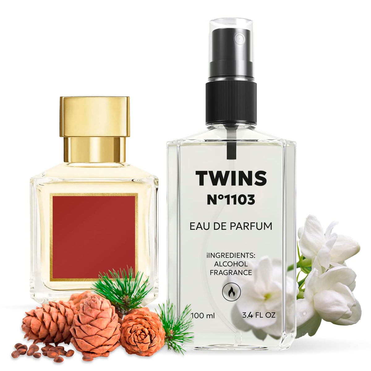 TWINS Impression of Bac. Rou. 540 bottle front view ideal for everyday wear.