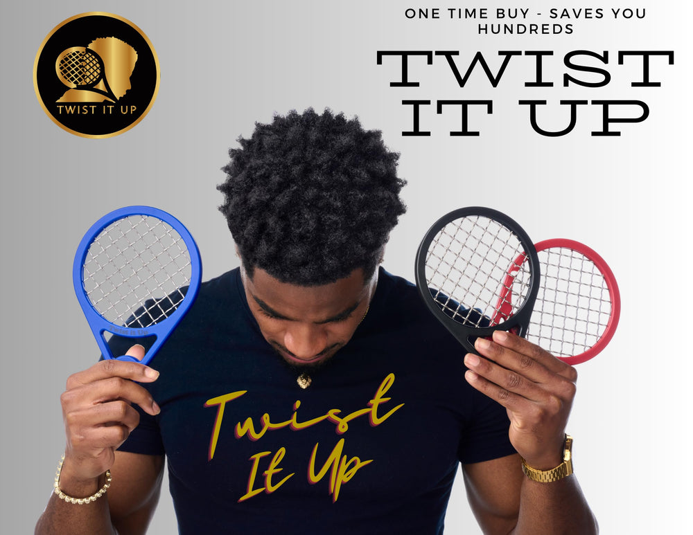 Twist It Up Comb Bond Black design angle highlights pocket size for on the go twists.