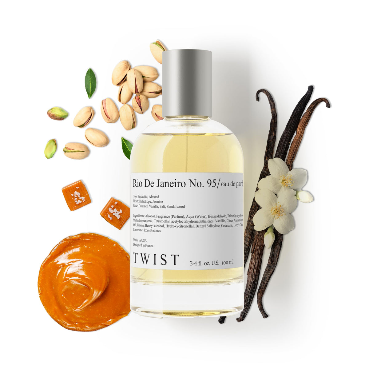 Twist Rio De Janeiro No. 95 top notes pistachio and almond bottle spray boosts daytime glamour