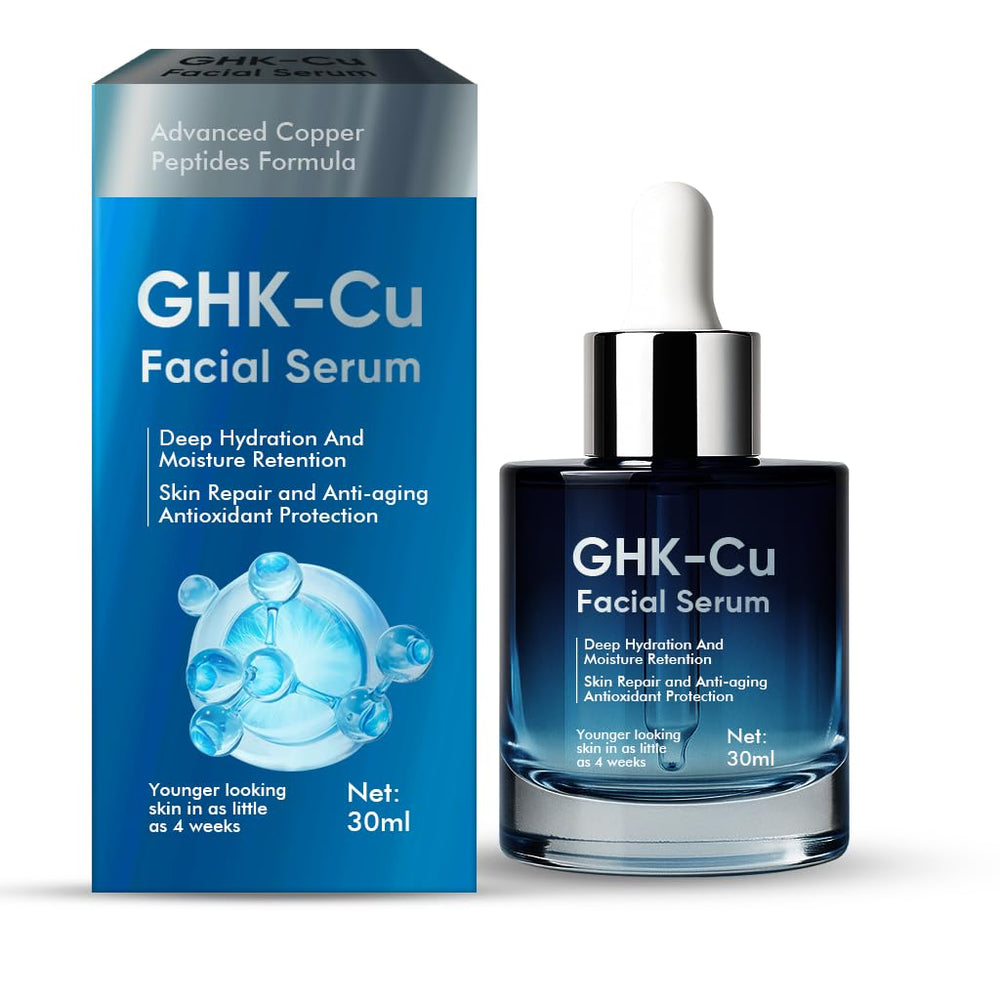 TWMKLP GHK-Cu Serum bottle on a clean surface signaling anti-aging care.