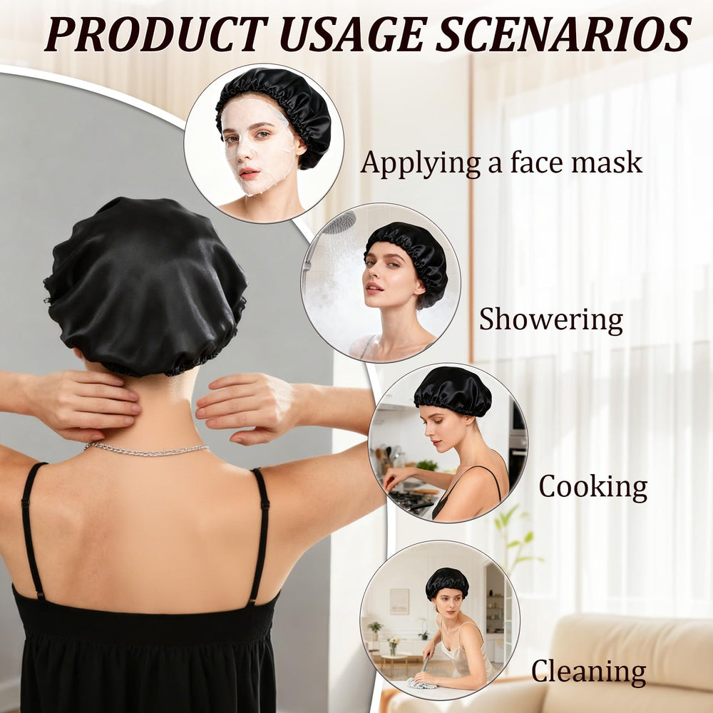 2-in-1 wrap cap bonnet worn as a sleep-cap for comfortable nights.