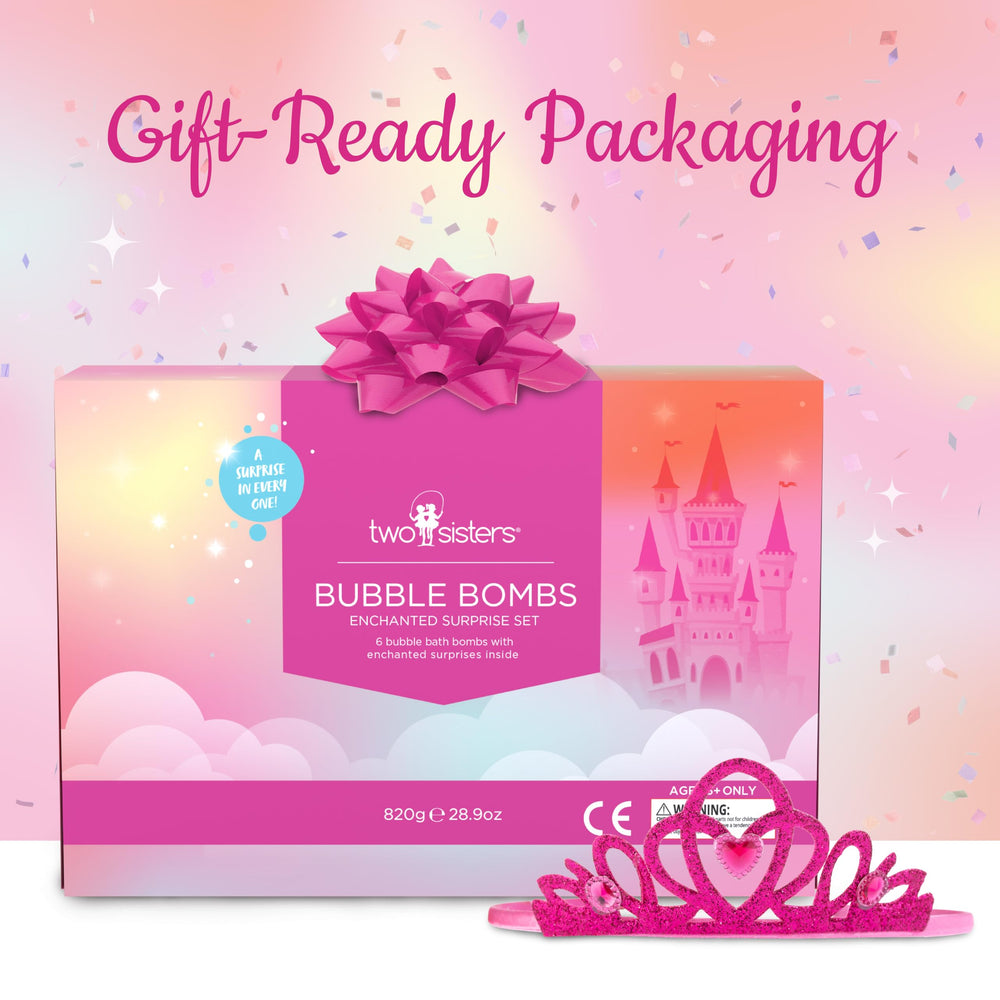 Two Sisters princess bath bombs no-stain formula protects tub surfaces