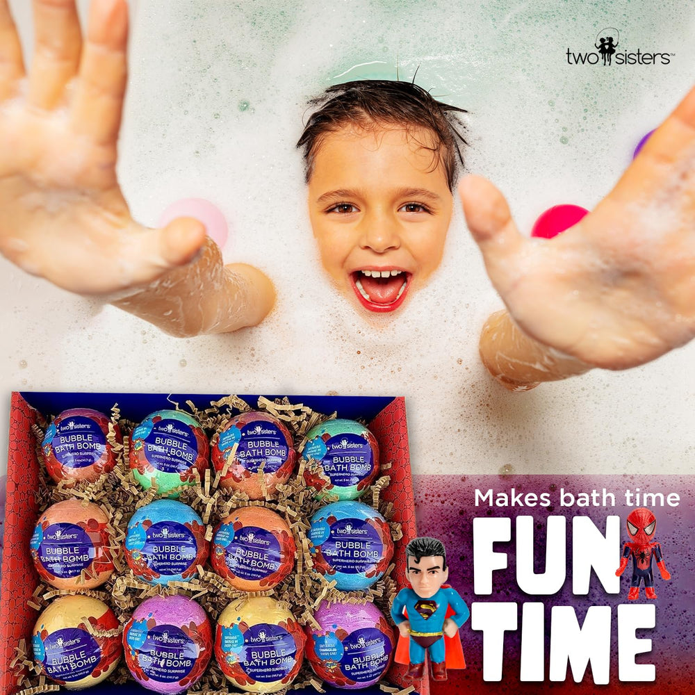 Two Sisters bath bombs create colorful bubbles for a vibrant soak.