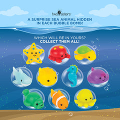Two Sisters bath bomb reveals a squishy toy surprise during bath time
