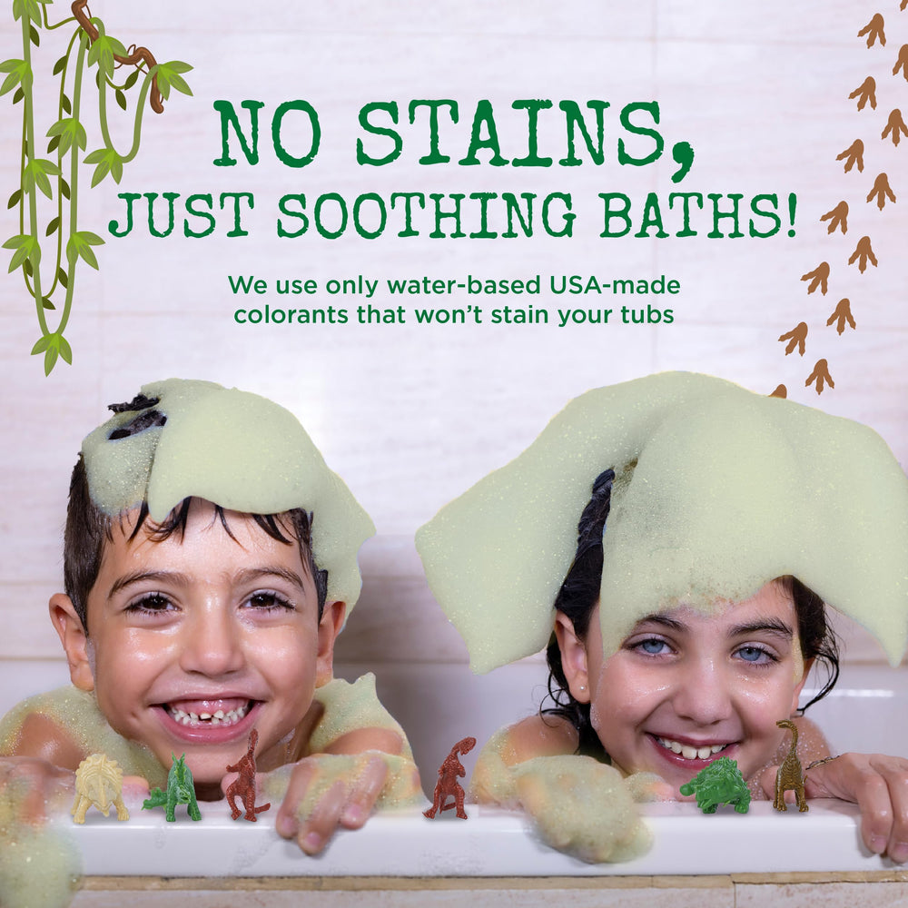 Two Sisters toy-reveal bath bombs spark imaginative play with squishy dinosaurs.