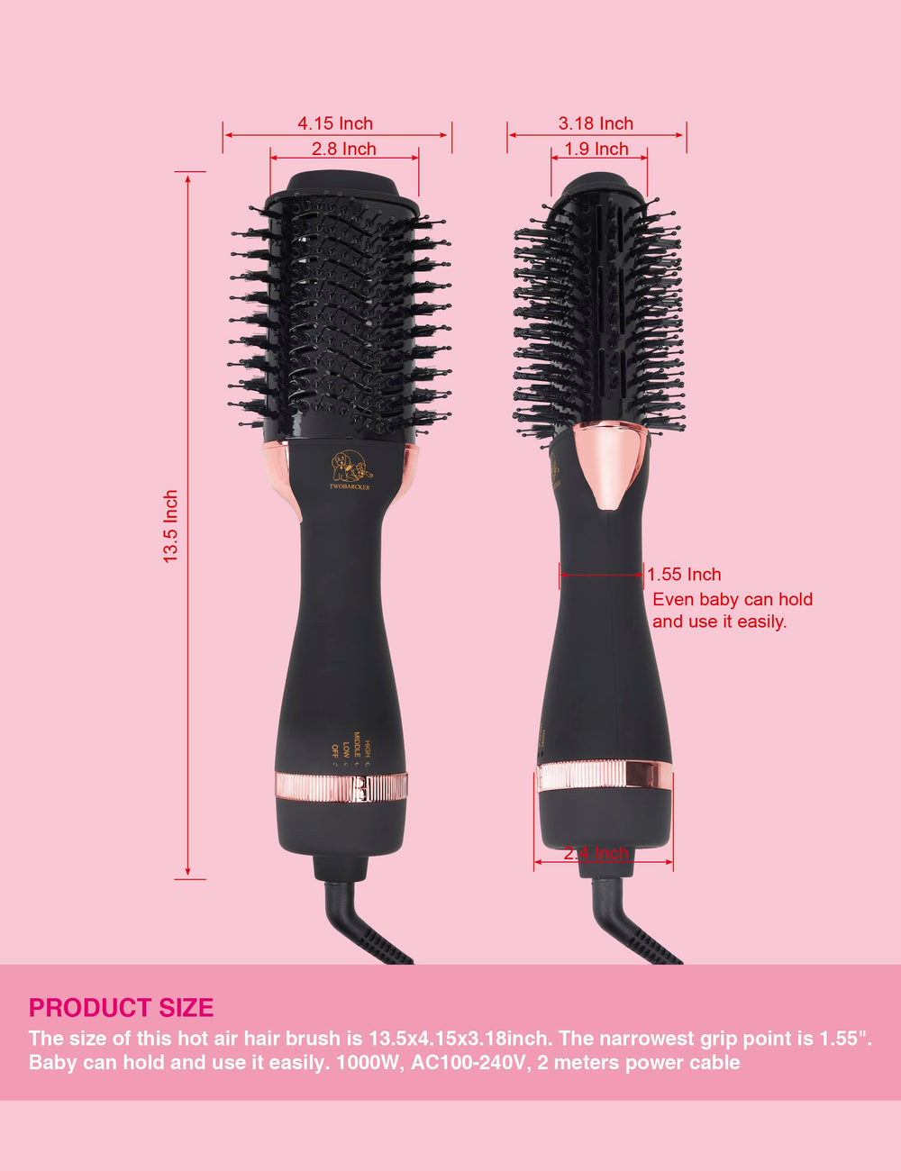 TWOBARCKER lightweight design enables effortless, fatigue-free styling.