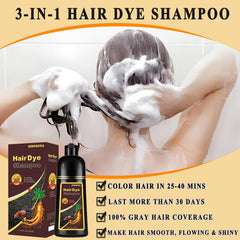 TYAYW 3in1-hair-dye-shampoo usage illustrates quick color in minutes at home.