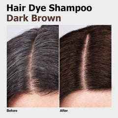TYAYW applying dark brown dye on dry hair with gloves for mess-free color