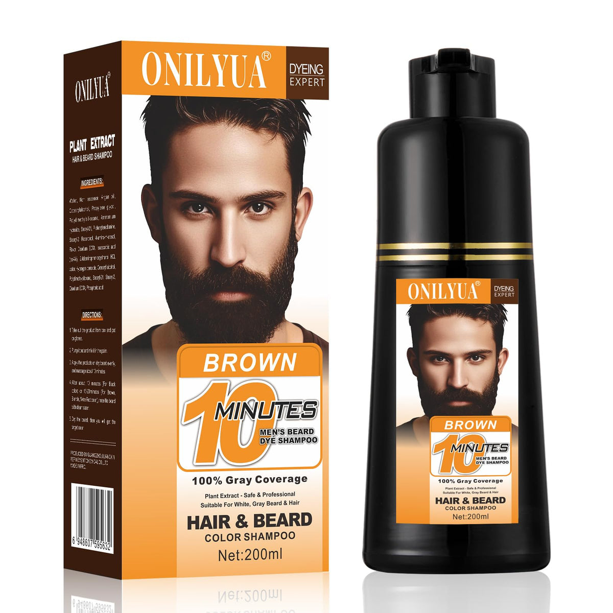 TYAYW beard dye shampoo application demonstrates quick 10-minute color for brown facial hair
