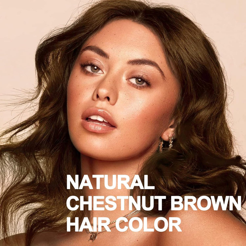TYAYW Chestnut Brown Hair Dye Shampoo in-use application with gloves.